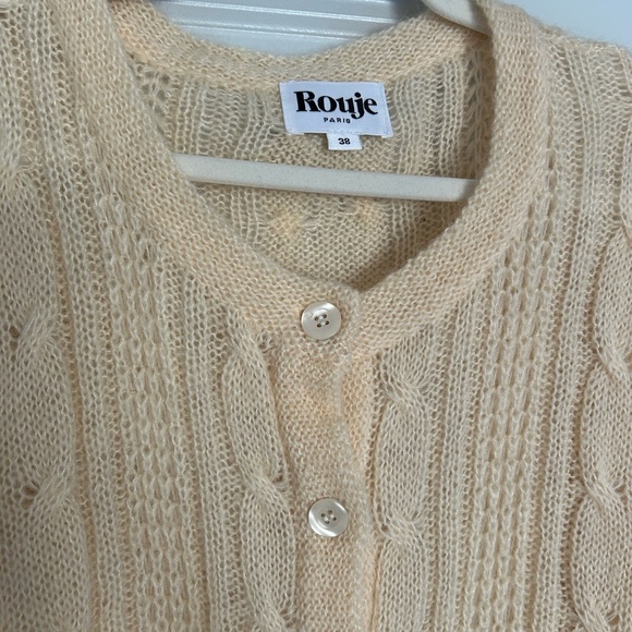 Rouje butter yellow cable knit cardigan, no damage, size FR 38, fit small/med - Picture 5 of 5